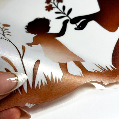 Boho Kneeling Mum & Child Mother's Day Window Decal