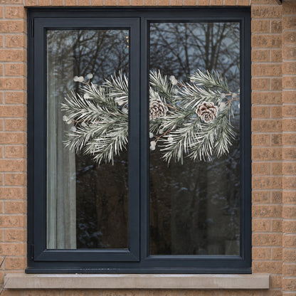 Christmas Pine Branch Window Decoration - Reusable Clings for Shop & Home Winter Decor