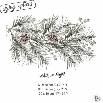 Christmas Pine Branch Window Decoration - Reusable Clings for Shop & Home Winter Decor
