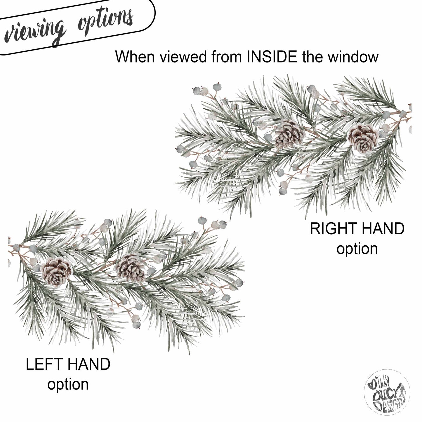 Christmas Pine Branch Window Decoration - Reusable Clings for Shop & Home Winter Decor