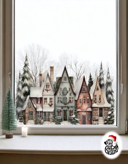Cosy Christmas Village Window Decal