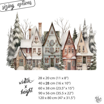 Cosy Christmas Village Window Decal