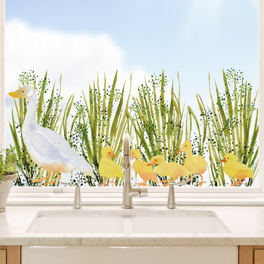 Watercolour Spring Ducklings Window Decal