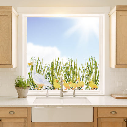 Watercolour Spring Ducklings Window Decal