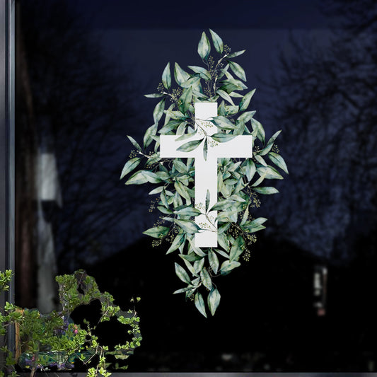 Easter Eucalyptus Cross Window Decal