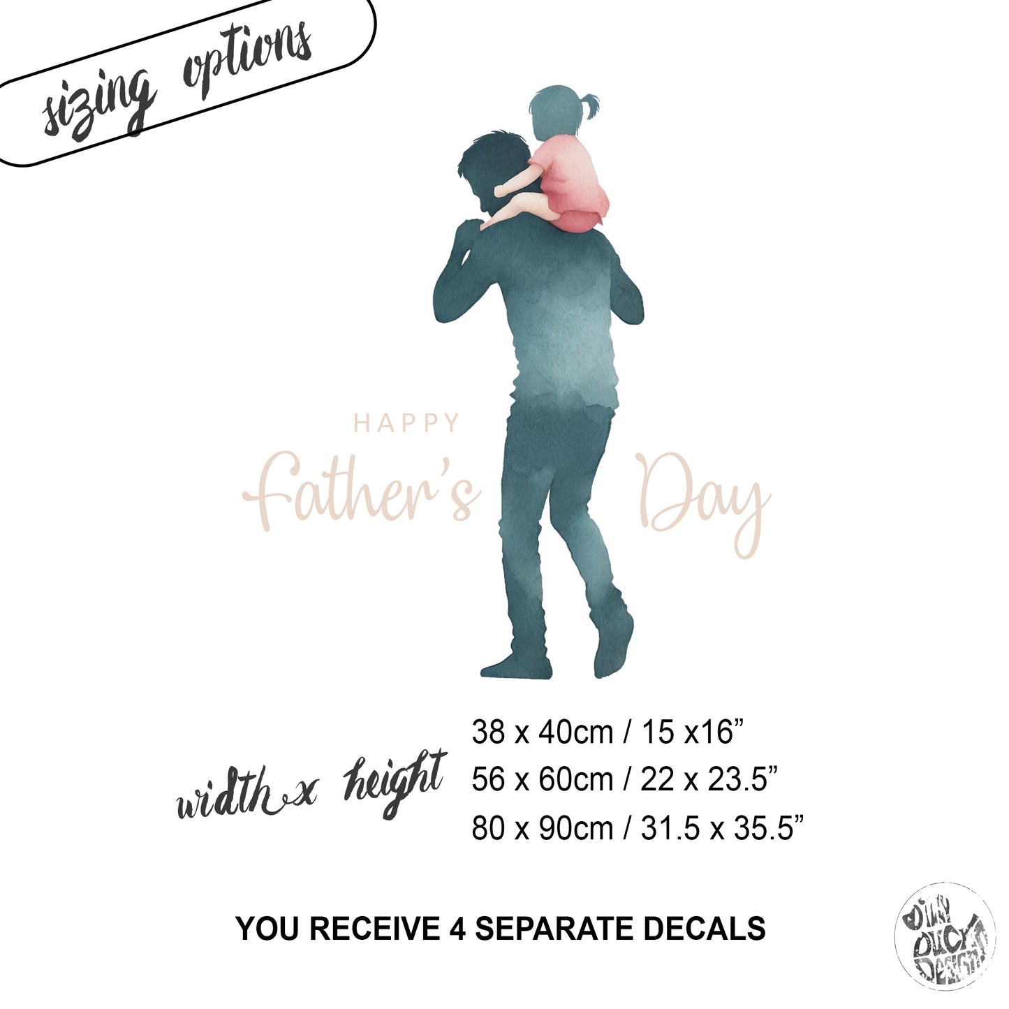 Father's Day Window Cling Decal for Retail Shop Displays - Daughter on Dad's Shoulders