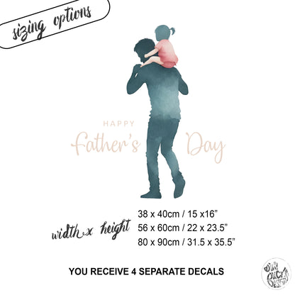 Father's Day Window Cling Decal for Retail Shop Displays - Daughter on Dad's Shoulders
