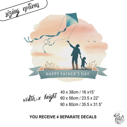 Father's Day Window Display Cling for Shops & Businesses - Dad Flying Kite with Child