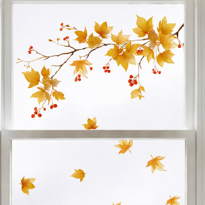 Fall Branch & Leaves Shop Window Cling for Autumn Decor