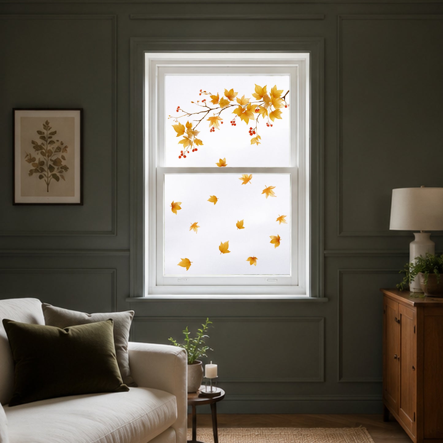 Fall Branch & Leaves Shop Window Cling for Autumn Decor