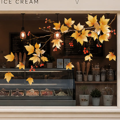 Fall Branch & Leaves Shop Window Cling for Autumn Decor