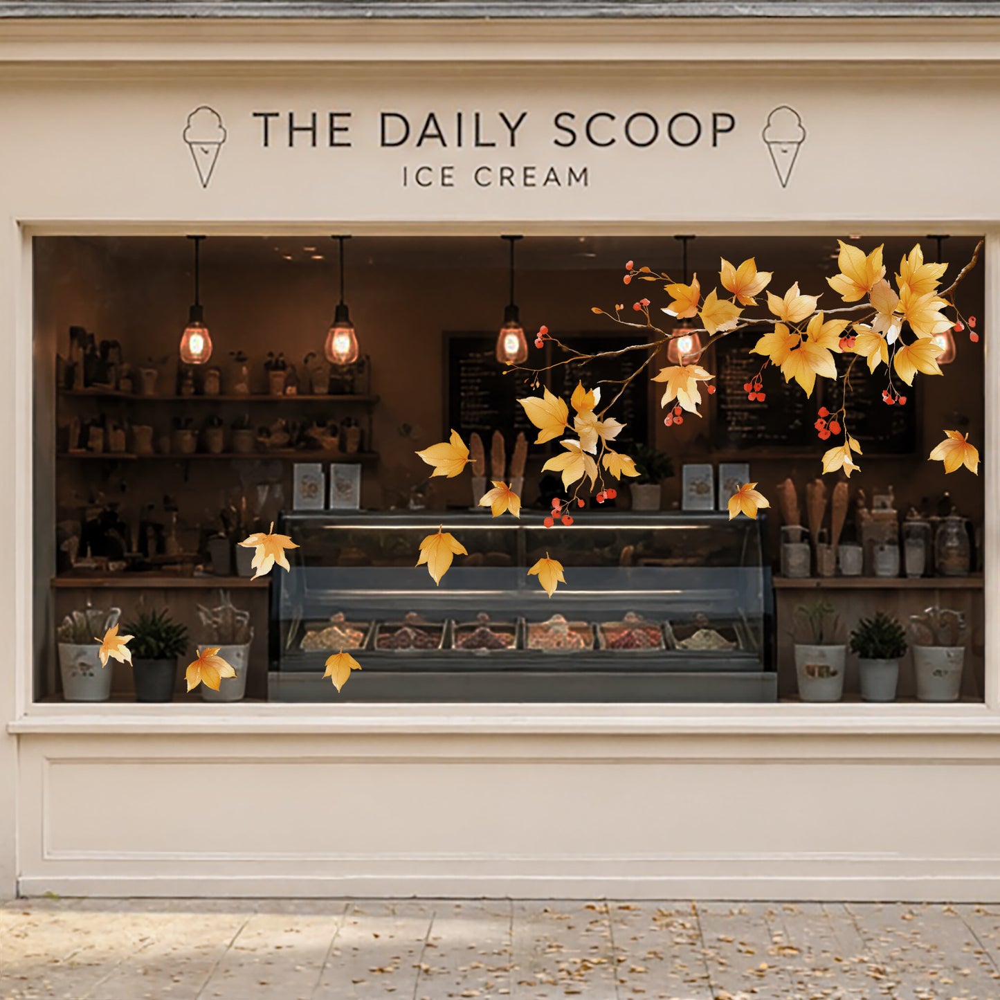 Fall Branch & Leaves Shop Window Cling for Autumn Decor