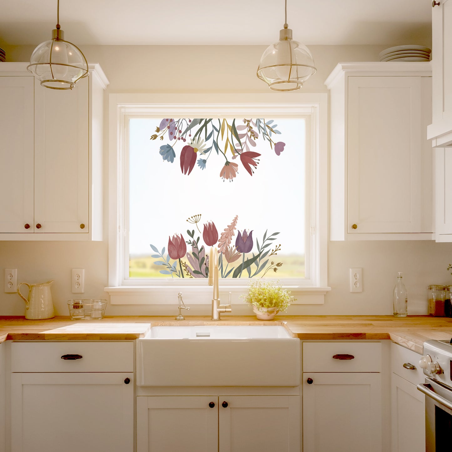 Spring Red Flower Window Decal