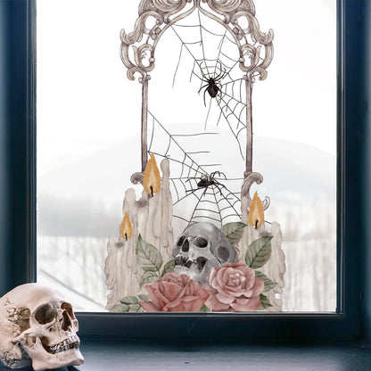 Gothic Webbed Mirror Window Decal