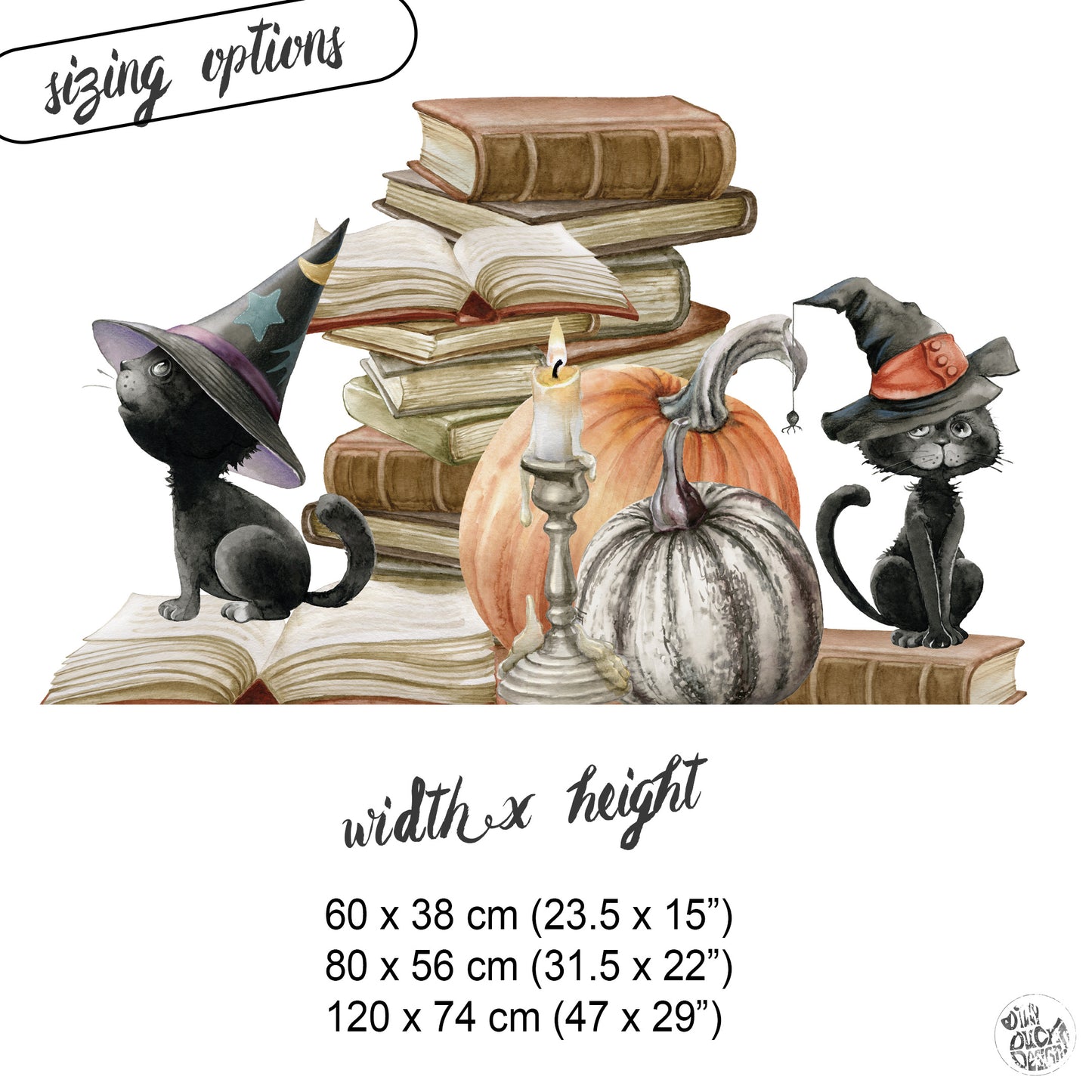 Halloween Black Cat with Books Window Decal