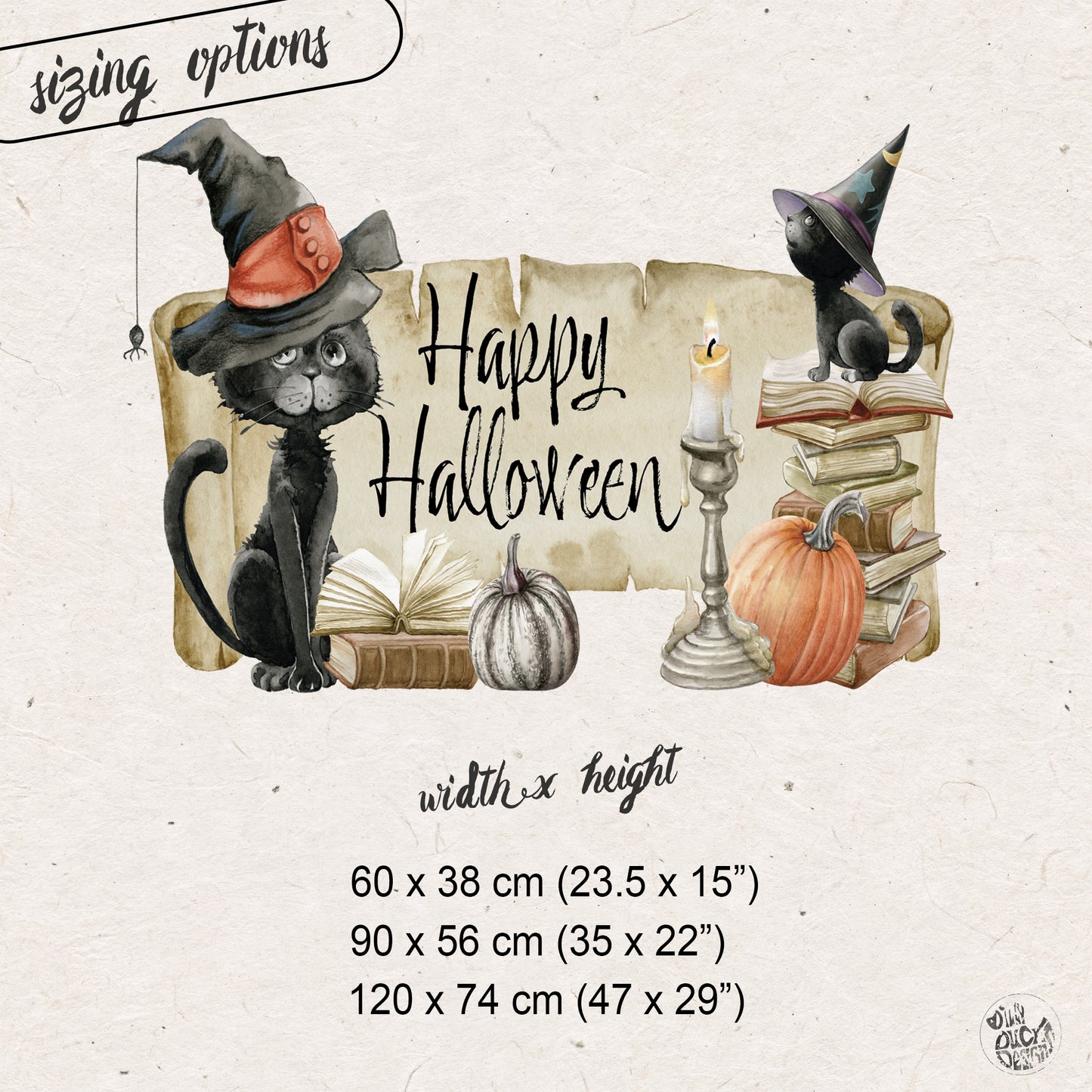 Happy Halloween Quote Black Cat with Pumkins Window Decal