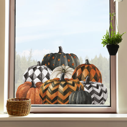 Halloween Black Orange Pumpkins Window Decal