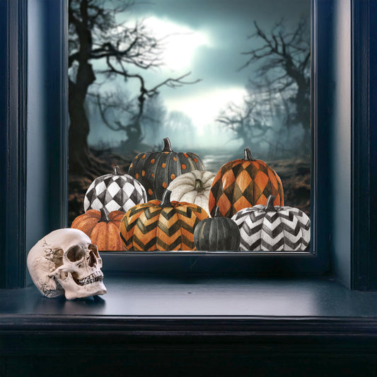 Halloween Black Orange Pumpkins Window Decal