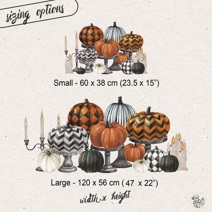 Halloween Black Orange Pumpkins on Pedestals Window Decal