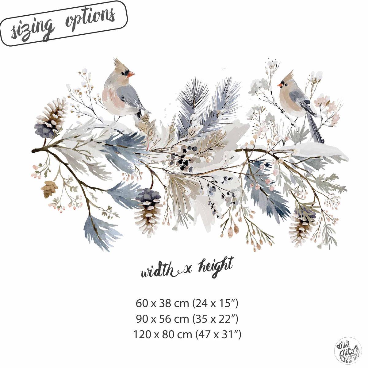 Christmas Snowy Birds on Branches Window Decoration - Reusable Winter Clings for Shops & Homes