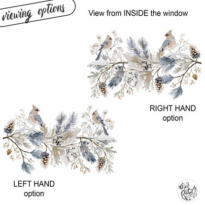 Christmas Snowy Birds on Branches Window Decoration - Reusable Winter Clings for Shops & Homes