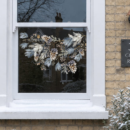 Christmas Snowy Pine Window Decoration - Reusable Winter Clings for Shops & Homes