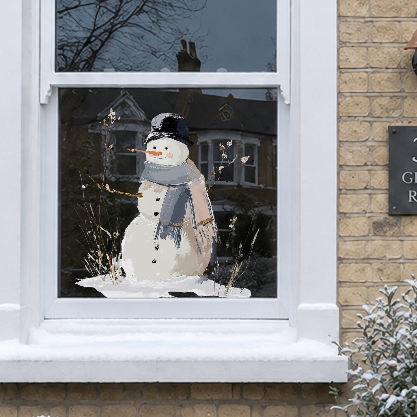 Snowman Window Decoration - Reusable Clings for Christmas
