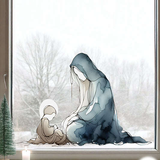 Mary & Baby Jesus Nativity Scene Christmas Window Decal