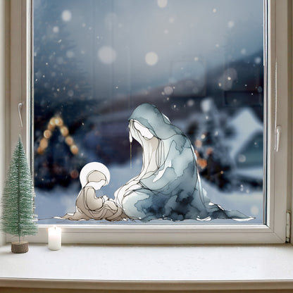 Mary & Baby Jesus Nativity Scene Christmas Window Decal