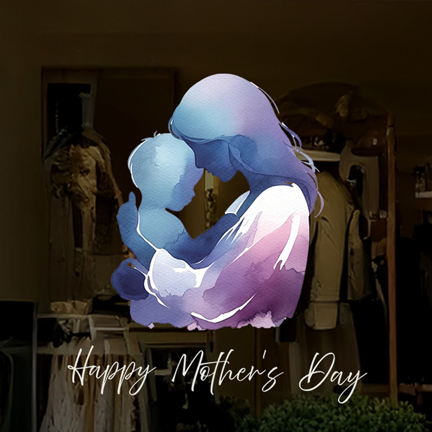Mother Cuddling Baby Mother's Day Window Decal