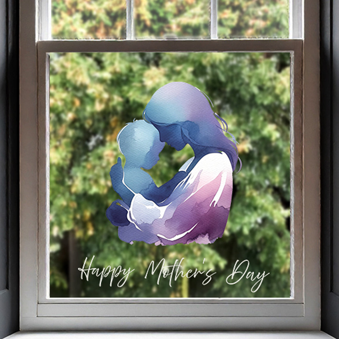 Mother Cuddling Baby Mother's Day Window Decal