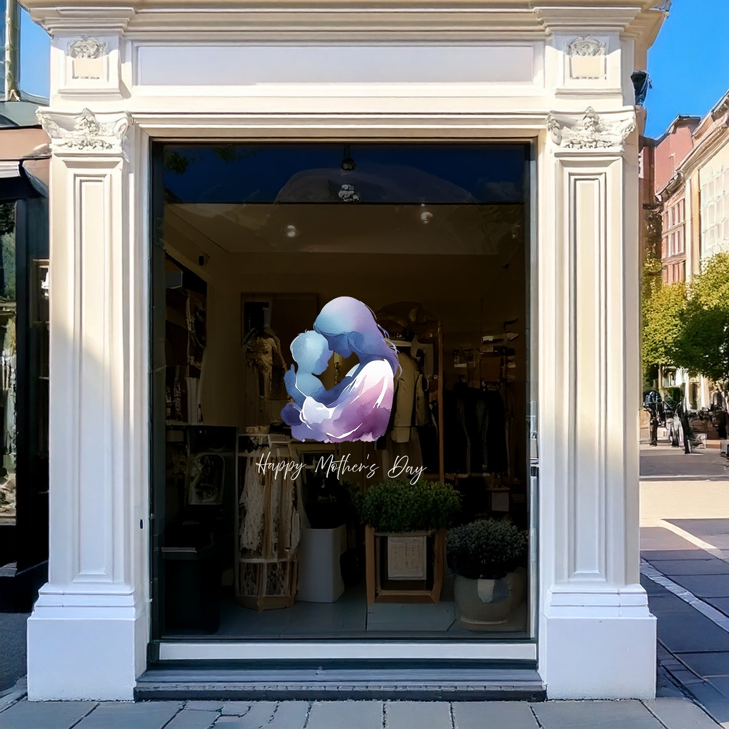 Mother Cuddling Baby Mother's Day Window Decal