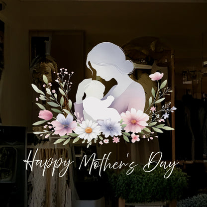 Mother & Baby with Daisy Flowers Mother's Day Window Decal