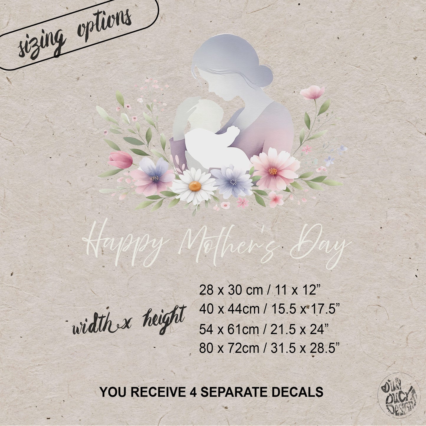 Mother & Baby with Daisy Flowers Mother's Day Window Decal