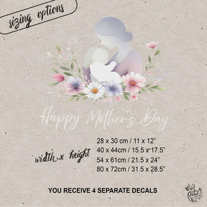 Mother & Baby with Daisy Flowers Mother's Day Window Decal