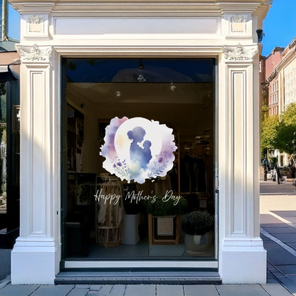 Mother & Baby with Moon and Flowers Mother's Day Window Decal