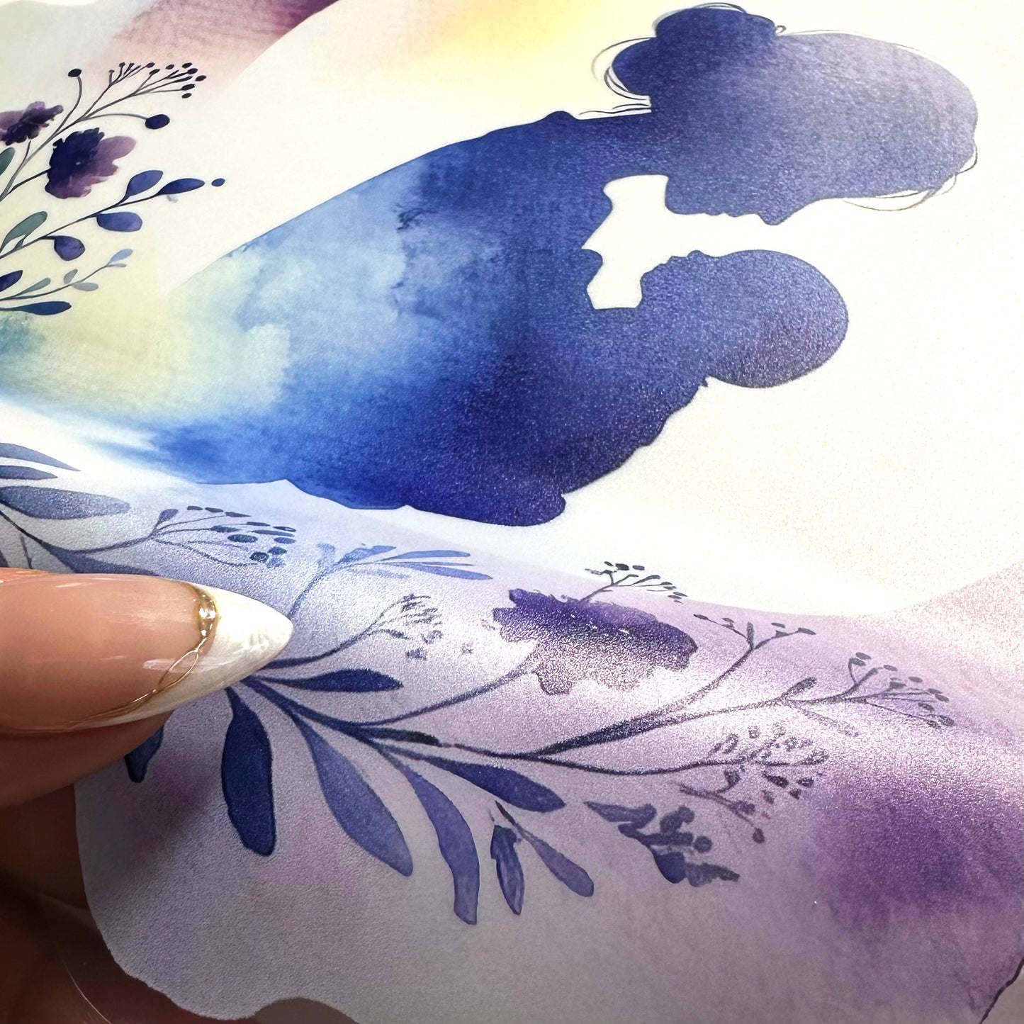 Mother & Baby with Moon and Flowers Mother's Day Window Decal