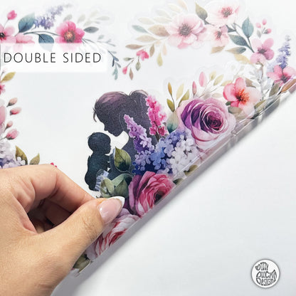 Mother & Baby in Floral Heart Mother's Day Window Decal