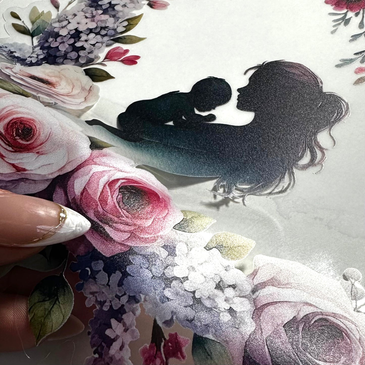 Mother & Baby in Floral Heart Mother's Day Window Decal