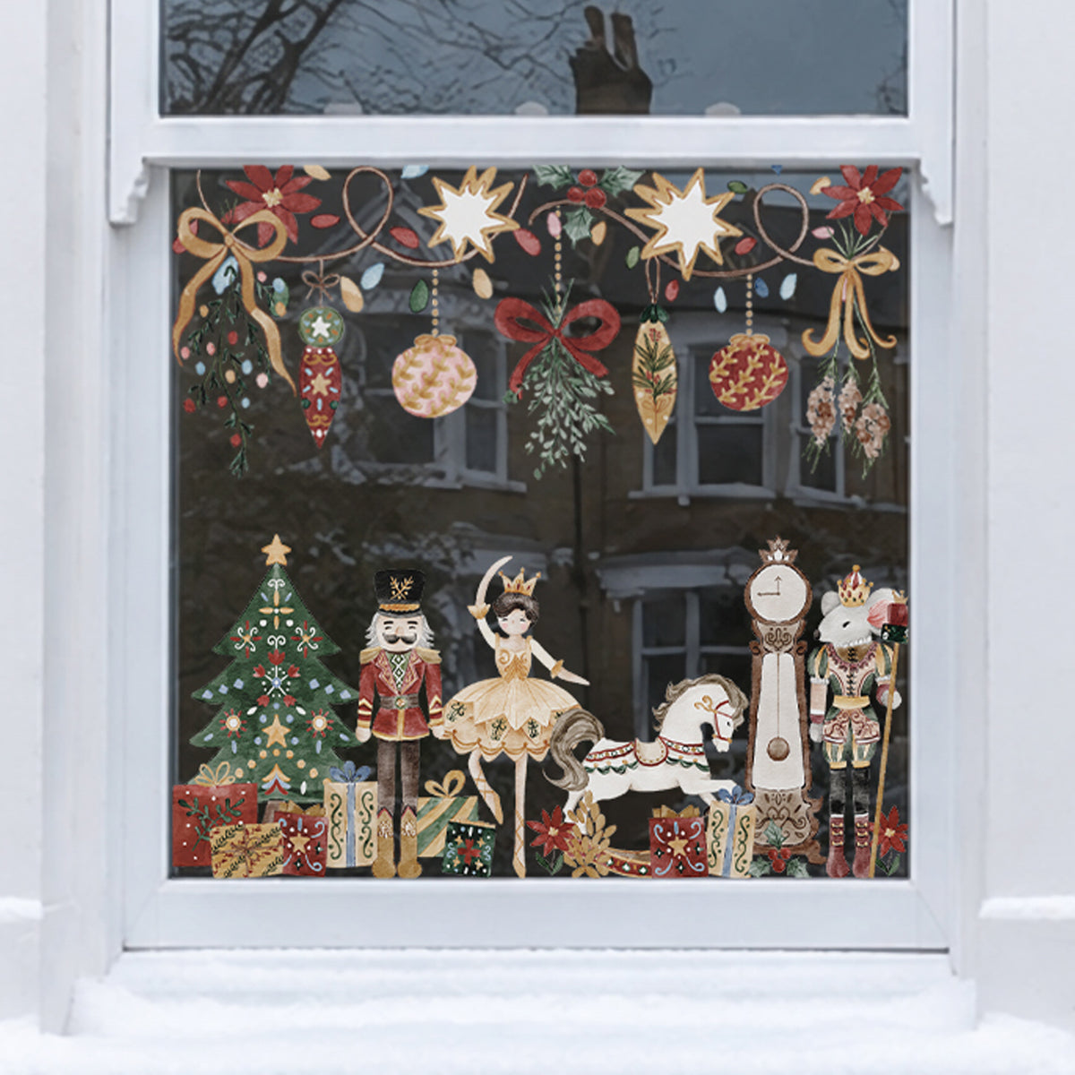 Christmas Nutcracker Shop Window Cling Borders for Seasonal Decoration