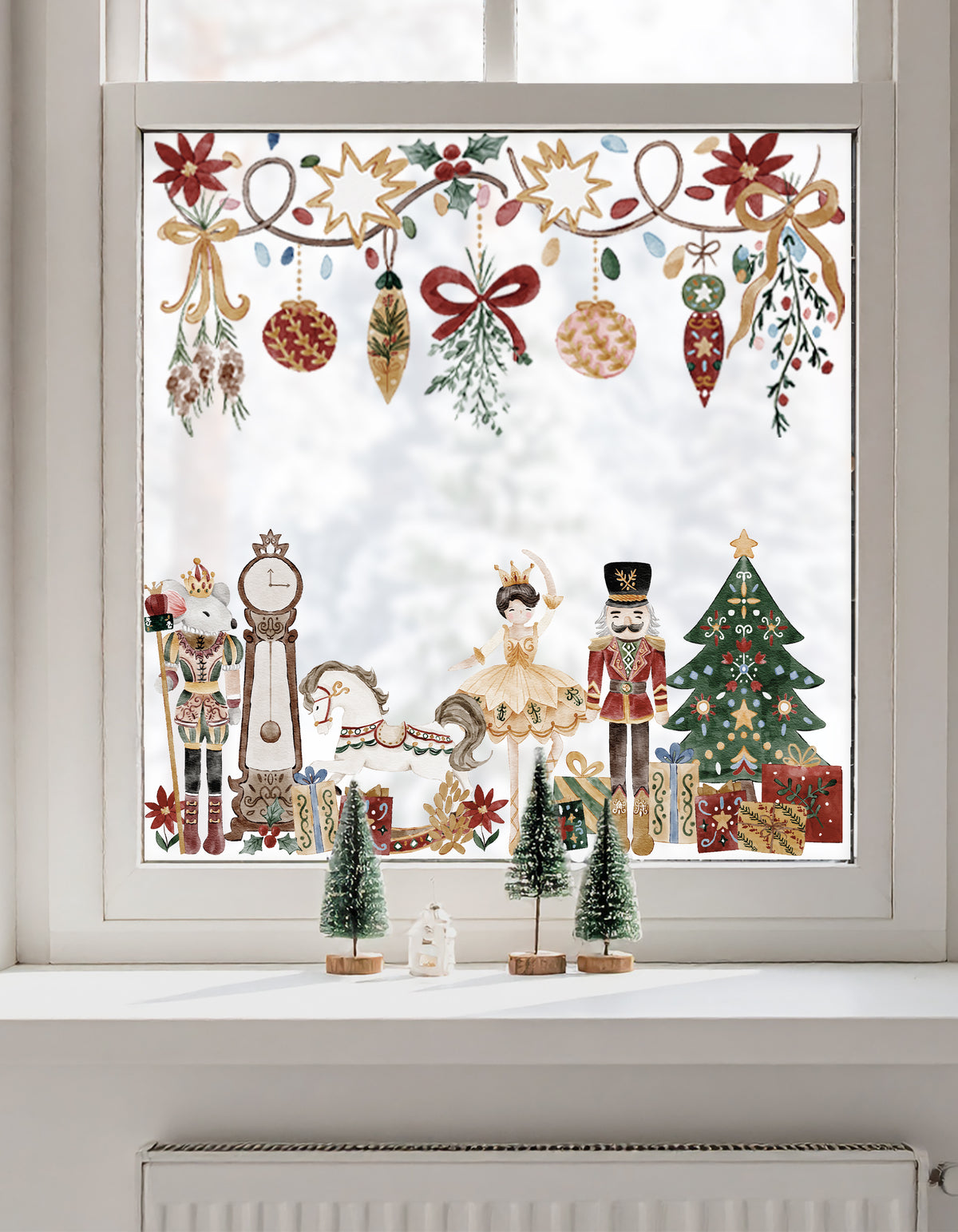 Christmas Nutcracker Shop Window Cling Borders for Seasonal Decoration