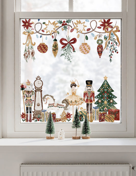 Christmas Nutcracker Shop Window Cling Borders for Seasonal Decoration