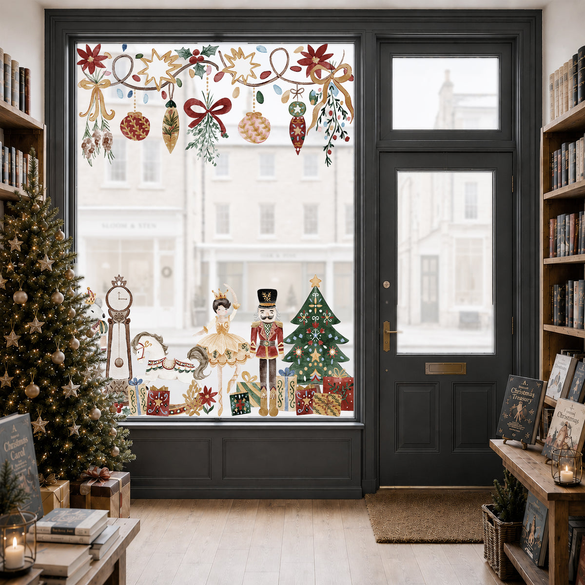 Christmas Nutcracker Shop Window Cling Borders for Seasonal Decoration