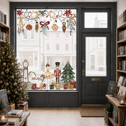 Christmas Nutcracker Shop Window Cling Borders for Seasonal Decoration