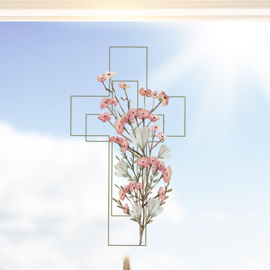 Line Cross Easter Pastel Flower Window Decal