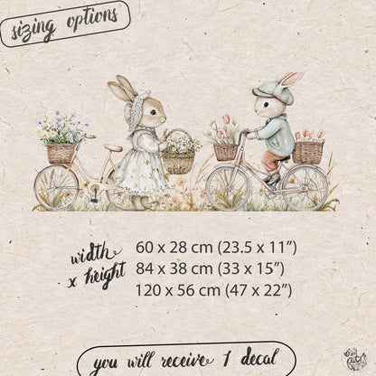 Easter Bunny Rabbits on Bikes Window Decal