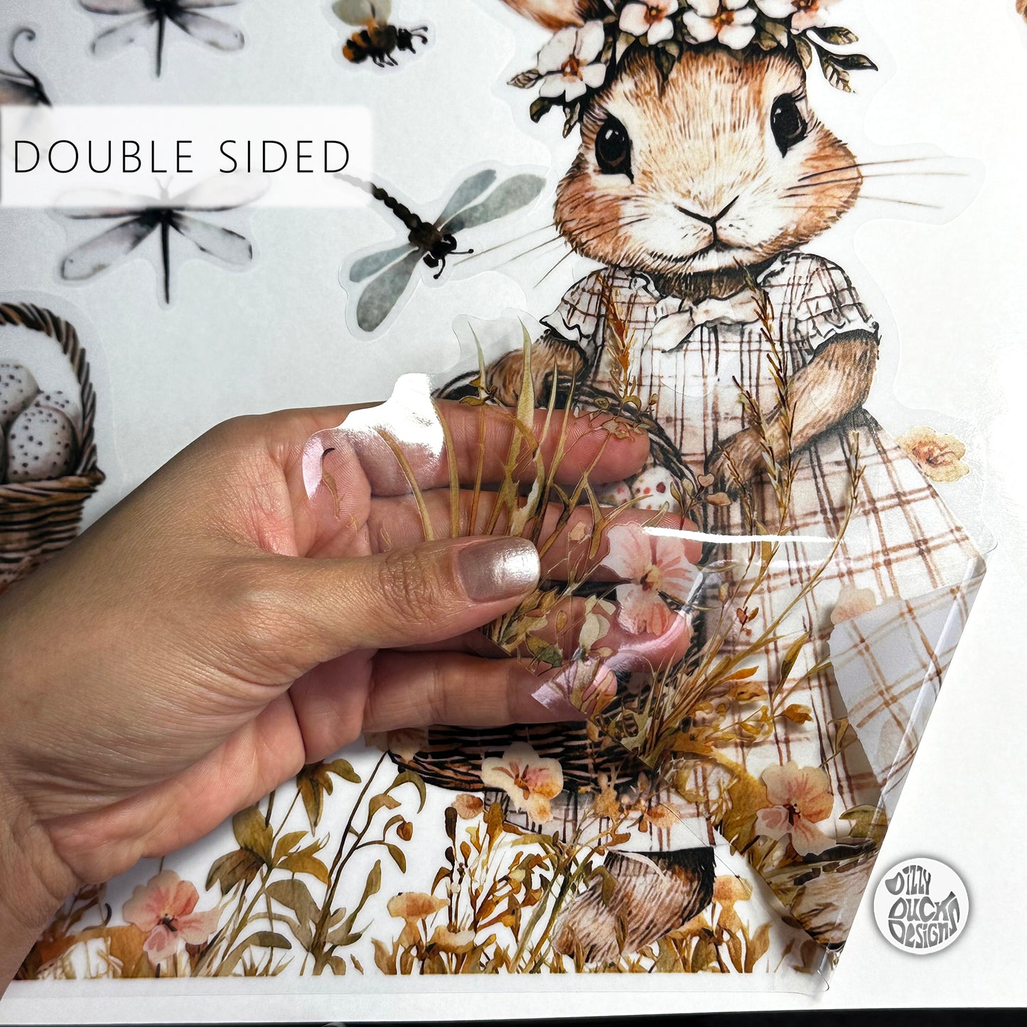 Easter Bunny Rabbits with Easter Eggs Window Decal