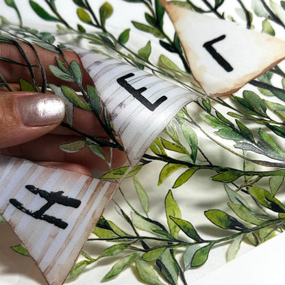 Hello Spring Bunting Quote Leafy Window Decal Border