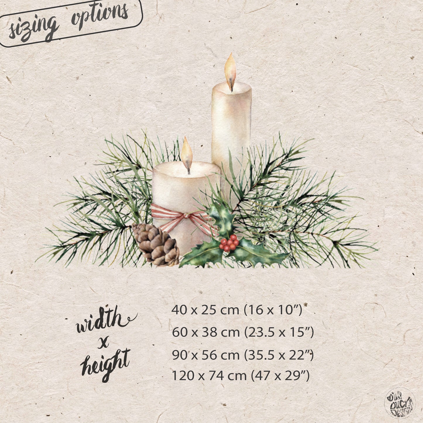 Christmas Pine Candle Window Decal