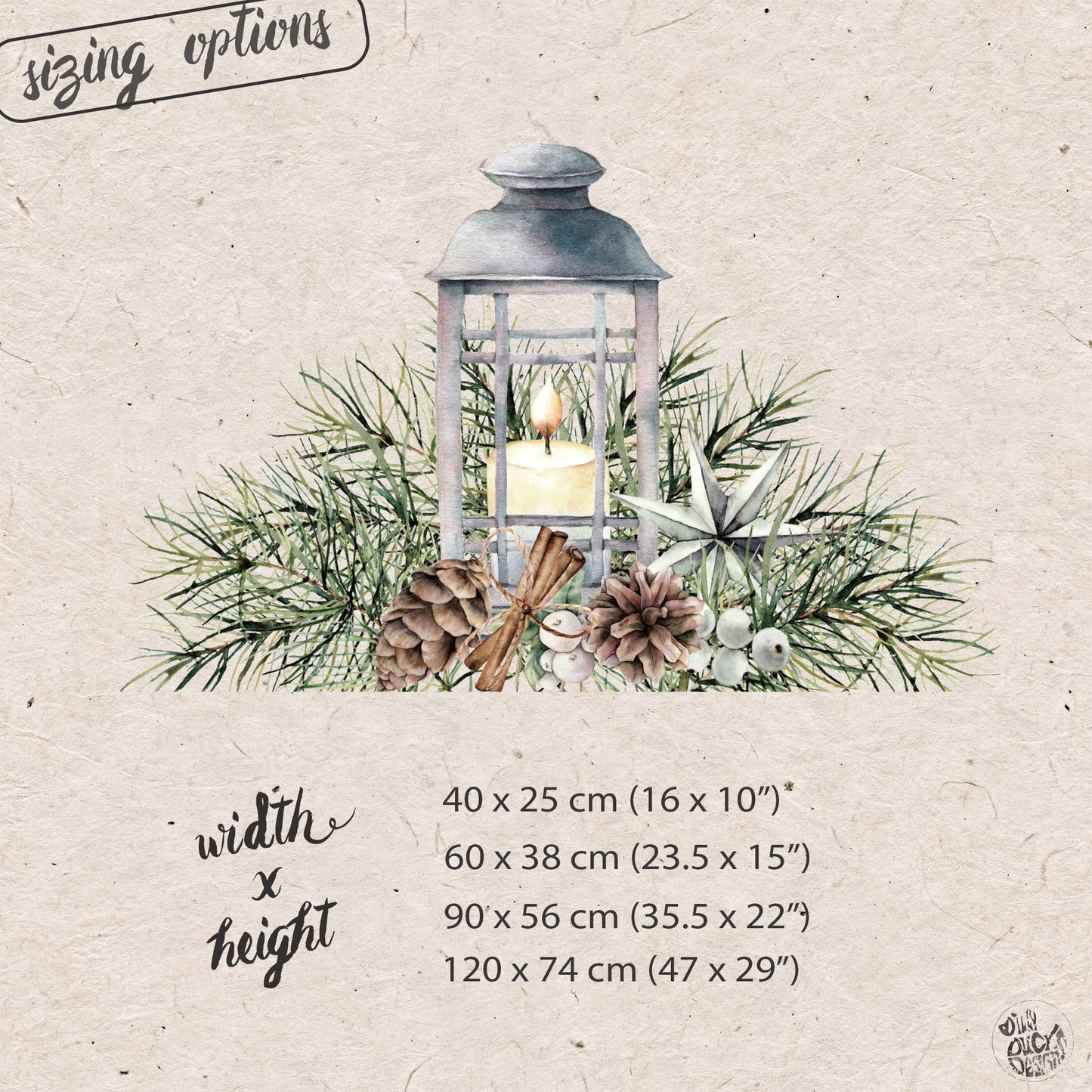 Christmas Pine Lantern Window Decal